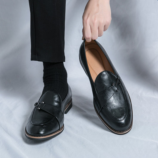Zapatos Casuales Talla Grande Hombre Estilo Británico sin Cordones