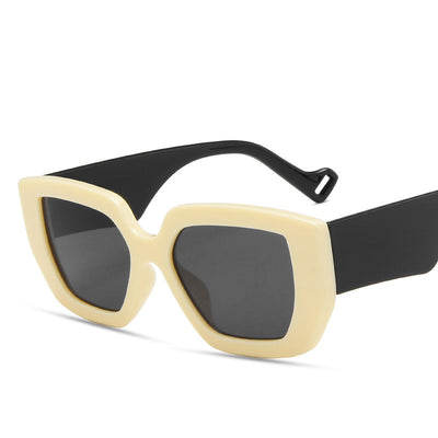 Gafas de Sol Retro Polígono con Contraste de Personalidad - Image 16