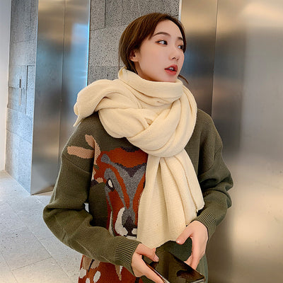 Bufanda de Cachemira para Mujer - Abrigo Cálido Invierno Color Sólido