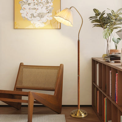 Lámpara de Pie en Madera Maciza para Sofá y Mesita Lateral