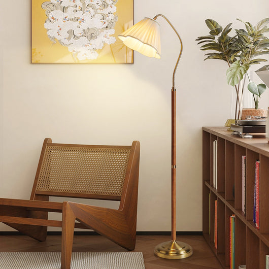Lámpara de Pie en Madera Maciza para Sofá y Mesita Lateral