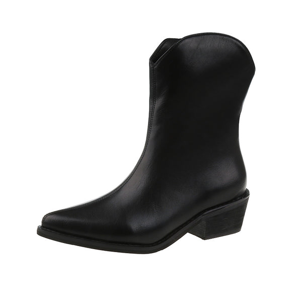 Botas Martin de Tacón Grueso y Punta Afilada para Primavera y Otoño