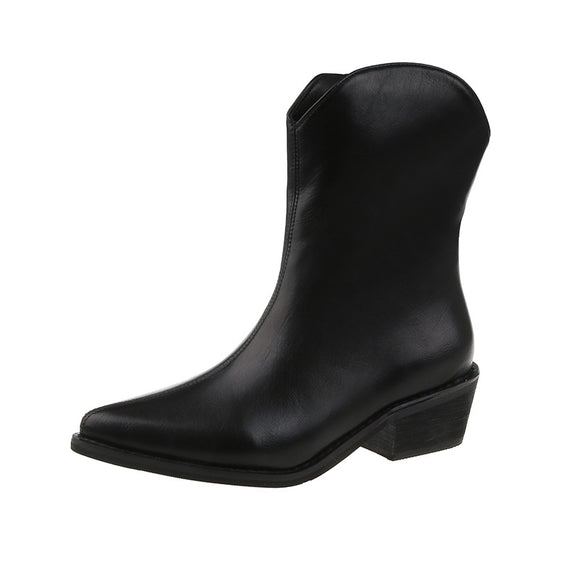 Botas Martin de Tacón Grueso y Punta Afilada para Primavera y Otoño