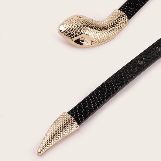 Cinturón de Cuero Charol con Diseño Piel de Serpiente y Cierre de Presión - Image 10