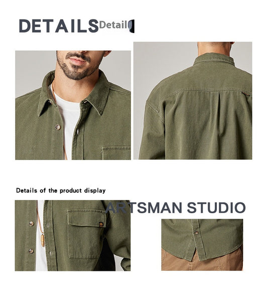 Chamarra Overol Retro Americana para Hombre en Algodón Pesado - Image 15
