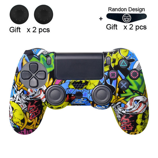 Bright yellow silicone protective cover for a PS4 controller, featuring black buttons and colored action symbols. - Image 12