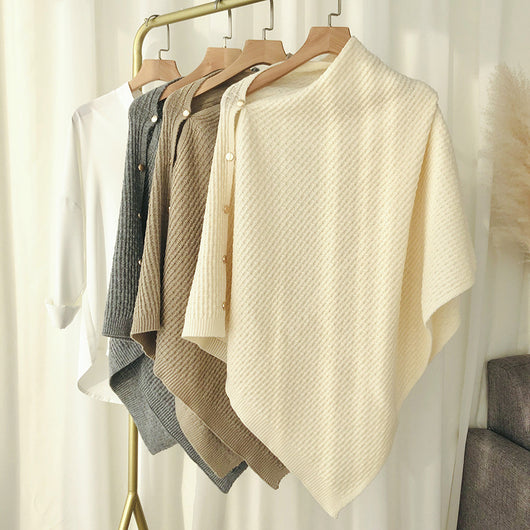 Capa Poncho de Lana Escocesa con Broche - Abrigo Versátil para Mujer - Image 9