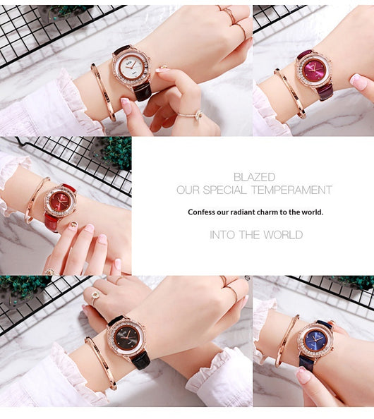 Reloj Cinturón de Cuero Doble Diamante Versátil para Mujer - Image 10