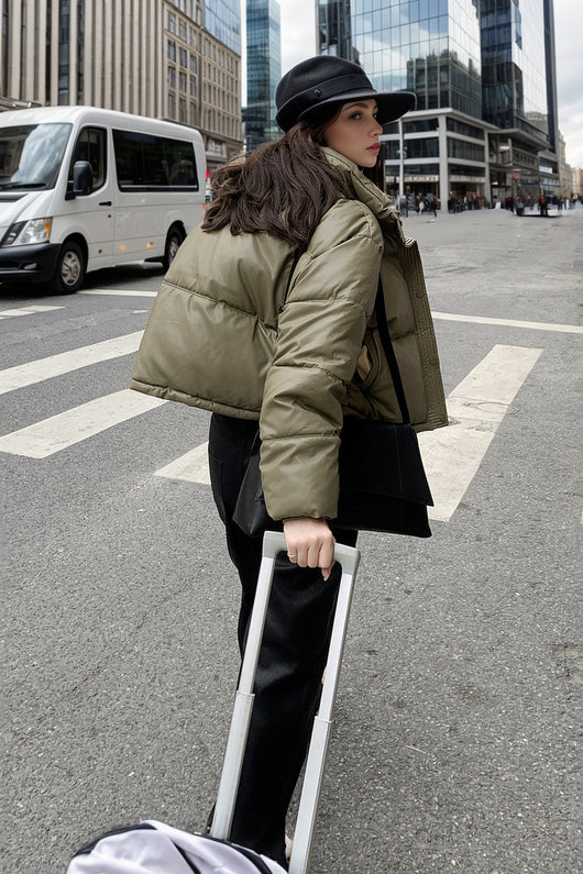 Chaqueta Acolchada de Cuero Desechable Invierno Europea y Americana - Image 28