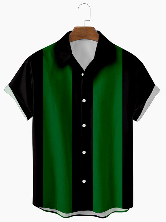 Camiseta Manga Corta Hombre Estampado 3D Rayas Verde