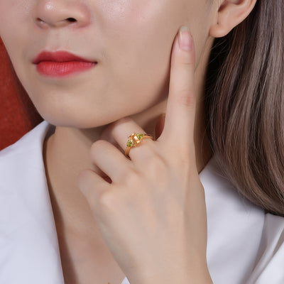 Anillo de Citrino Lujo Ligero con Diseño Moderno y Gemas Incrustadas - Image 7