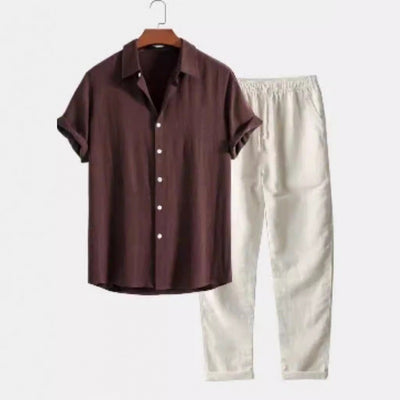 Conjunto Casual Hombre: Camisa Suelta y Pantalón Cómodo