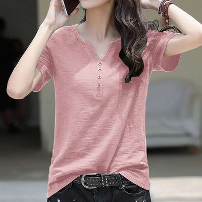 Remera Suelta de Algodón Manga Corta para Mujer - Image 14
