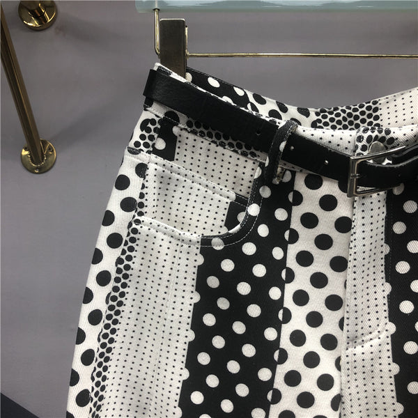Pantalones Vaqueros Estampados con Lunares y Teñido Versátil para Mujer