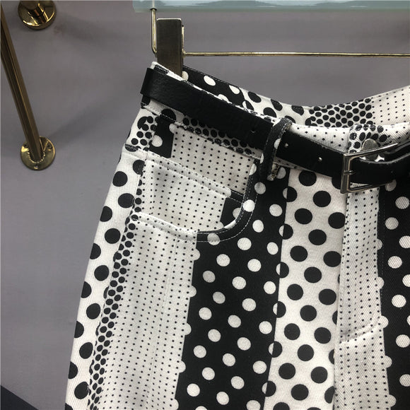Pantalones Vaqueros Estampados con Lunares y Teñido Versátil para Mujer