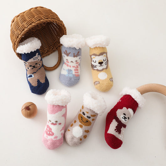 Calcetines Navideños Cordero Terciopelo Coral para Niños - Image 16