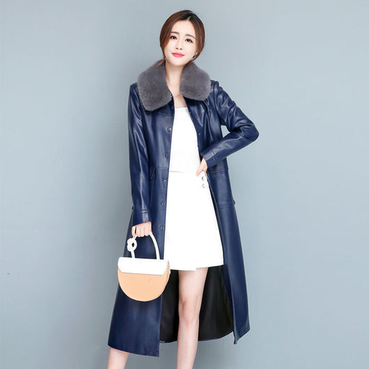 Gabardina de Cuero Fino para Mujer - Elegancia Minimalista - Image 9