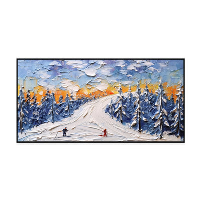 Cuadro Óleo Paisaje Invernal Esquí - Arte Texturizado Lienzo Grande para Sala - Image 6