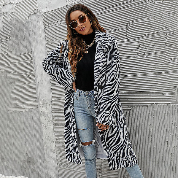 Blusa de Manga Larga con Estampado Cebra y Botones de Cuerno