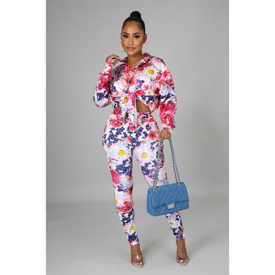 Conjunto Dos Piezas Manga Larga Estampado Sexy Casual - Image 24