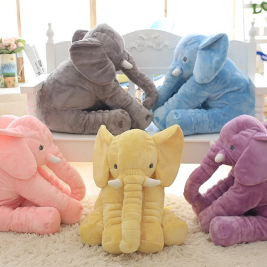 Pink 60cm and yellow 40cm elephant plush dolls, soft comfort pillows for babies and kids. - Image 61