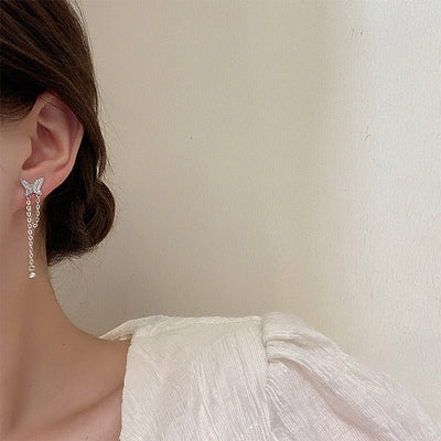 Aretes Mariposa Asimétricos con Borlas para Mujer - Image 8