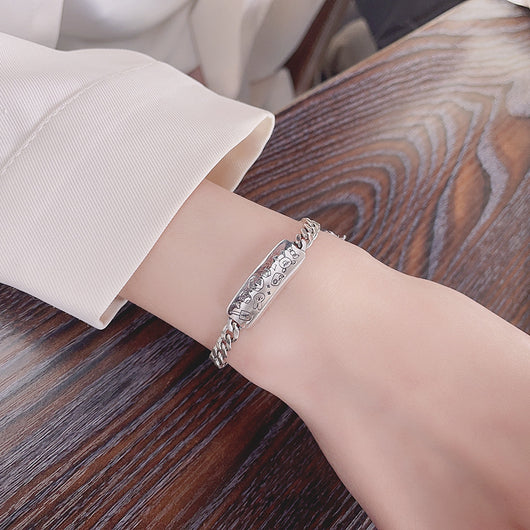 Pulsera de Plata S925 con Diseño Graffiti - Conejo y Osito