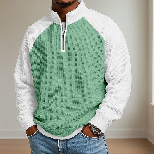 Polo Manga Larga Bloques de Color Talla Grande para Hombre - Image 7