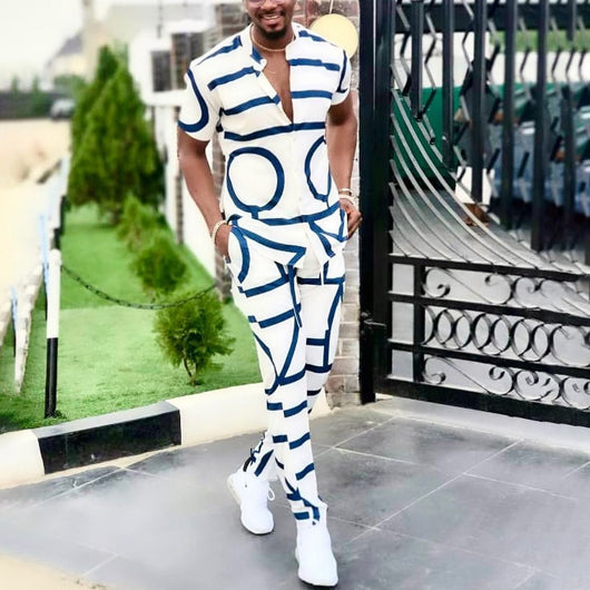 Pantalón Casual con Estampado para Hombre - Traje Versátil