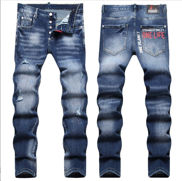 Pantalones Vaqueros Slim Fit Rotos para Hombre - Diseño Moderno Desgastado