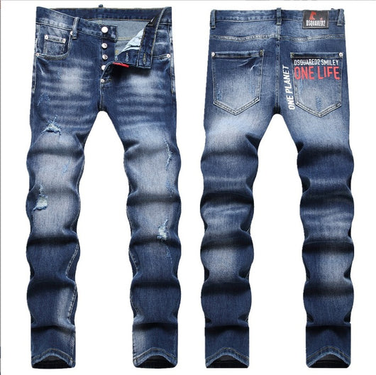 Pantalones Vaqueros Slim Fit Rotos para Hombre - Diseño Moderno Desgastado