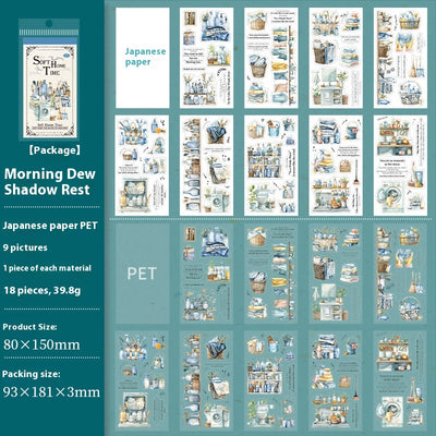 Soft Home Time Series decorative stickers featuring retro-style illustrations of furniture, books, and flowers. - Image 7