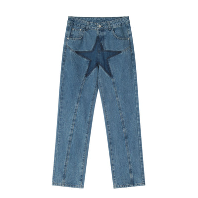 Jeans Hip-hop con Pentagrama y Cierre Lateral para Hombre - Image 15