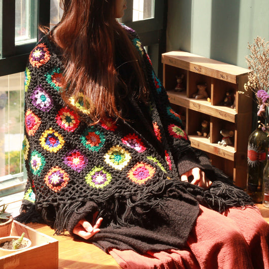 Bufanda Chal de Lana Tejida a Mano Estilo Retro Mori para Mujer - Image 10