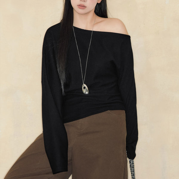 Blusa Asimétrica de Hombro Frío Talla Grande para Mujer