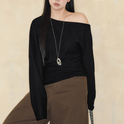 Blusa Asimétrica de Hombro Frío Talla Grande para Mujer