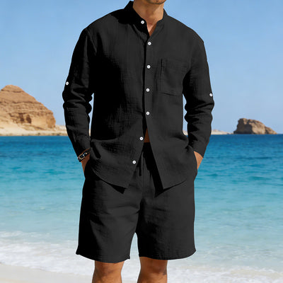 Conjunto de Camisa y Shorts de Lino para Hombre - Image 23