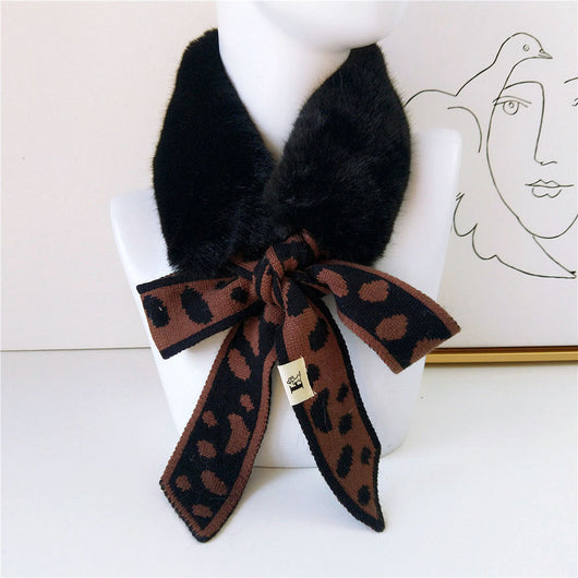 Bufanda Cuello de Piel Pata de Gallo Estilo Coreano - Abrigo Grueso Invierno Mujer - Image 5