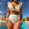 Bikini Acanalado con Volantes en Colores Lisos