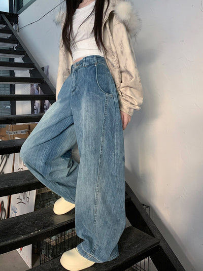 Jeans Machete Desgastados Lavados para Mujer Corte Holgado Tendencia - Image 11
