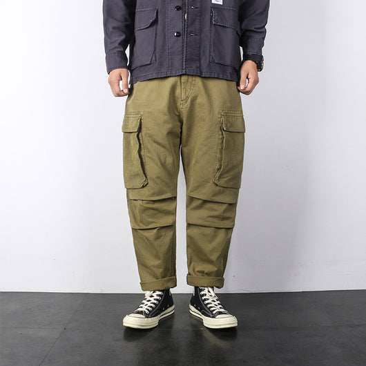 Pantalones Cargo Sueltos Retro Japoneses con Bolsillos Grandes Estilo Militar - Image 8