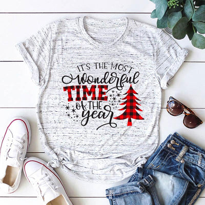 Camiseta Navideña Estampada para Mujer - Cuello Redondo Manga Corta - Image 10
