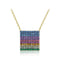 Square Colored Zircon S925 Plateado Simple Personality Pendant Rainbow
