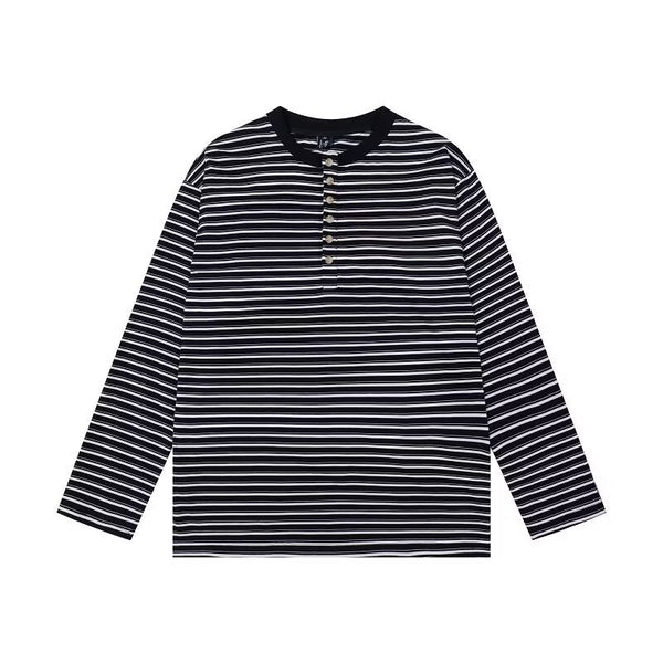 Blusa Casual de Algodón a Rayas con Manga Larga Suelta - Image 6