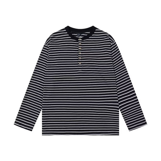 Blusa Casual de Algodón a Rayas con Manga Larga Suelta - Image 6