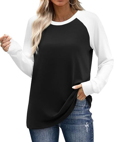 Camiseta Manga Larga Combinada Casual Cuello Redondo Multiuso - Image 8