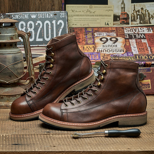Bota de Trabajo Tipo Militar en Cuero Genuino - Caña Alta para Hombre - Image 4