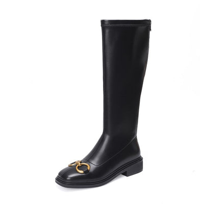 Botas Motociclista Mujer Talla Grande con Hebilla Redonda y Punta Cuadrada - Image 4