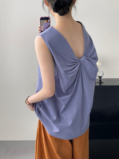Blusa Suelta sin Mangas Largo Medio - Image 11