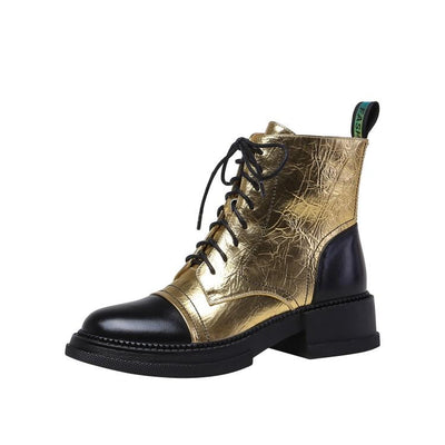 Botas de Tobillo con Tacón Medio y Costura en Cuero - Image 6